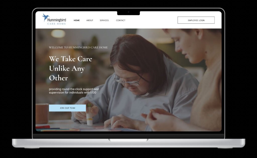 Homepage of Hummingbird Care Home Website